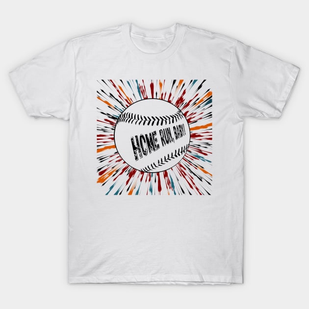 Homerun, baby! Black letters on a baseball T-Shirt by PopArtyParty